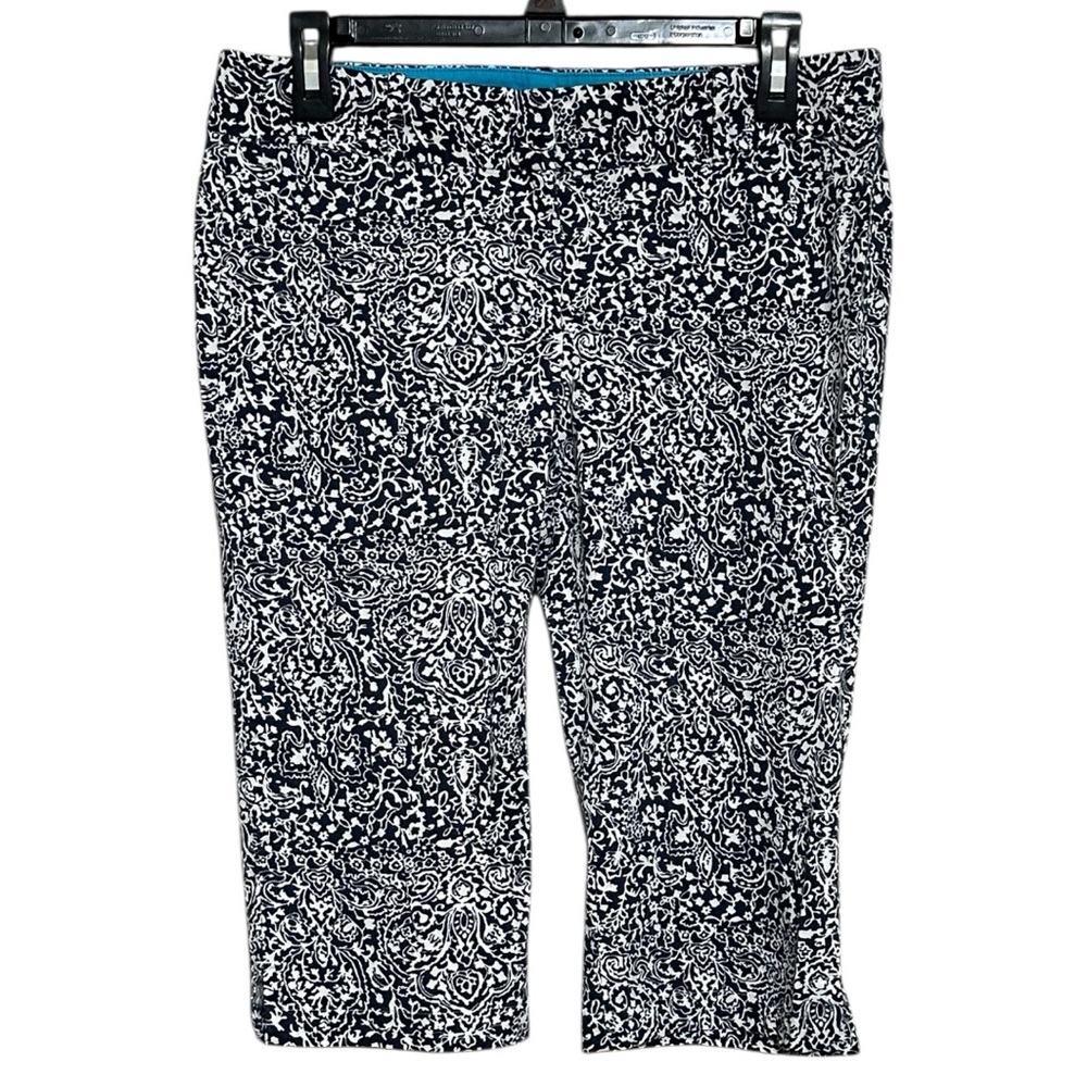 ANN TAYLOR Carnegie Capri Pant, Navy Blue & White, Size 6